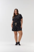PIJAMA FEMININO CURTO COM MANGA PRETO LUA PLUS SIZE - COR COM AMOR