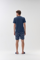 PIJAMA MASCULINO CURTO AZUL MARINHO ESTAMPA ESPORTIVA - COR COM AMOR