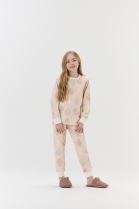 PIJAMA UNISSEX INFANTIL LONGO MOLETINHO BEGE COELHINHOS UNISSEX - COR COM AMOR