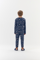 PIJAMA MASCULINO INFANTIL LONGO AZUL MARINHO ESTAMPA ESPORTIVA - COR COM AMOR