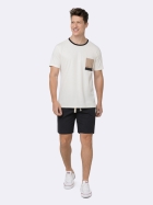 PIJAMA MASCULINO MANGA CURTA COM BERMUDA MARFIM E PRETO - VEGGI