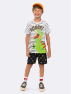 PIJAMA MASCULINO JUVENIL CURTO DINOSSAURO BRILHA NO ESCURO - VEGGI