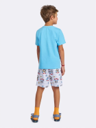 PIJAMA MASCULINO JUVENIL CURTO COM MANGA AZUL TUBAR&Atilde;O - VEGGI