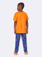 PIJAMA MASCULINO INFANTIL MANGA CURTA E CALÇA AZUL E LARANJA ESPAÇO - VEGGI