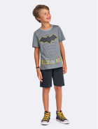 PIJAMA MASCULINO INFANTIL MANGA CURTA E BERMUDA CINZA BATMAN - VEGGI