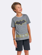 PIJAMA MASCULINO JUVENIL MANGA CURTA E BERMUDA CINZA BATMAN - VEGGI