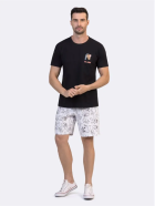 PIJAMA MASCULINO MANGA CURTA E BERMUDA PRETO ESTAMPA TOM E JERRY - VEGGI