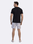 PIJAMA MASCULINO MANGA CURTA E BERMUDA PRETO ESTAMPA TOM E JERRY - VEGGI