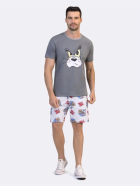 PIJAMA MASCULINO MANGA CURTA E BERMUDA CINZA ESTAMPA TOM E JERRY - VEGGI