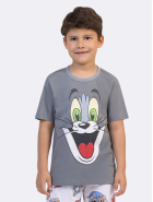 PIJAMA MASCULINO JUVENIL MANGA CURTA COM BERMUDA CINZA TOM E JERRY - VEGGI