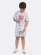 PIJAMA MASCULINO INFANTIL CURTO BRANCO COM DESENHOS PARA COLORIR TOM E JERRY - VEGGI