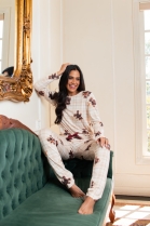 PIJAMA FEMININO MANGA LONGA E CAL&Ccedil;A XADREZ URSO FAM&Iacute;LIA PLUS SIZE - BOCEJINHO