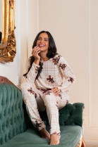 PIJAMA FEMININO MANGA LONGA E CAL&Ccedil;A XADREZ URSO FAM&Iacute;LIA PLUS SIZE - BOCEJINHO