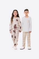 PIJAMA FEMININO INFANTIL MANGA LONGA E CAL&Ccedil;A XADREX URSO FAM&Iacute;LIA - BOCEJINHO