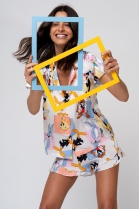 PIJAMA FEMININO CURTO ABERTO COM BOT&Otilde;ES LOONEY TUNES - ACUO