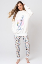 PIJAMA FEMININO MOLETINHO MANGA LONGA E CALÇA PERNALONGA FAMÍLIA - ACUO