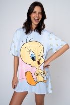 CAMISOLA MANGA CURTA ESTAMPA PIU-PIU AZUL - ACUO