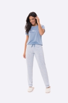 PIJAMA FEMININO MANGA CURTA E CALÇA ONÇINHA AZUL PLUS SIZE - BOCEJINHO