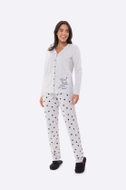 PIJAMA FEMININO LONGO COM BOT&Otilde;ES MESCLA CORA&Ccedil;OES PLUS SIZE - BOCEJINHO