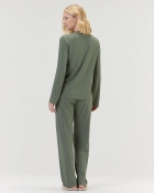PIJAMA FEMININO MANGA LONGA E CALÇA VERDE POÁ - COR COM AMOR