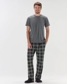 PIJAMA MASCULINO MANGA CURTA E CAL&Ccedil;A XADREZ MESCLA - COR COM AMOR