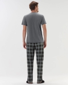 PIJAMA MASCULINO MANGA CURTA E CAL&Ccedil;A XADREZ MESCLA - COR COM AMOR