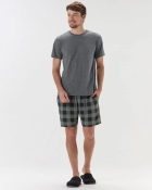 PIJAMA MASCULINO MANGA CURTA E BERMUDA XADREZ MESCLA - COR COM AMOR