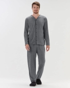 PIJAMA MASCULINO MANGA LONGA COM BOTÕES E CALÇA MESCLA - COR COM AMOR