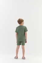 PIJAMA MASCULINO JUVENIL CURTO DINO BRILHA NO ESCURO VERDE - COR COM AMOR