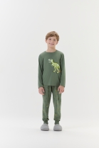 PIJAMA MASCULINO INFANTIL LONGO DINO BRILHA NO ESCURO VERDE - COR COM AMOR