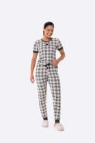 PIJAMA FEMININO MANGA CURTA E CAL&Ccedil;A XADREZ VERDE - BOCEJINHO