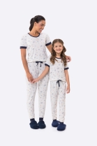 PIJAMA FEMININO INFANTIL MANGA CURTA E CAL&Ccedil;A BRANCA OVELHAS - BOCEJINHO