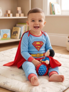 PIJAMA MASCULINO BABY MANGA LONGA E CAL&Ccedil;A AZUL SUPERMAN - VEGGI