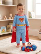 PIJAMA MASCULINO BABY MANGA LONGA E CAL&Ccedil;A AZUL SUPERMAN - VEGGI