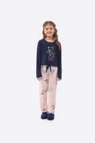 PIJAMA FEMININO INFANTIL MANGA LONGA E CAL&Ccedil;A AZUL E ROSA - BOCEJINHO