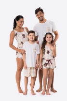 PIJAMA FEMININO INFANTIL DE REGATA COM SHORT XADREZ URSO FAM&Iacute;LIA - BOCEJINHO