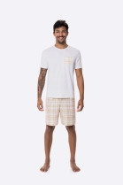 PIJAMA MASCULINO MANGA CURTA E BERMUDA XADREZ FAM&Iacute;LIA PLUS SIZE - BOCEJINHO