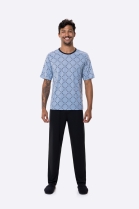 PIJAMA MASCULINO MANGA CURTA E CALÇA PRETO - BOCEJINHO