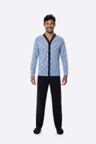 PIJAMA MASCULINO MANGA LONGA COM BOT&Otilde;ES E CAL&Ccedil;A PRETO - BOCEJINHO