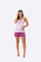 PIJAMA FEMININO GESTANTE/AMAMENTA&Ccedil;&Atilde;O COM AL&Ccedil;A AJUST&Aacute;VEL ROSA PINK - BOCEJINHO