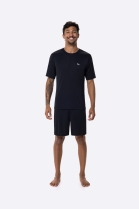 PIJAMA MASCULINO MANGA CURTA E BERMUDA PRETO PLUZ SIZE - BOCEJINHO