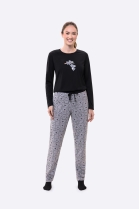PIJAMA FEMININO MANGA LONGA E CAL&Ccedil;A PRETO COALA - BOCEJINHO