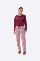 PIJAMA FEMININO MANGA LONGA E CAL&Ccedil;A VINHO URSO - BOCEJINHO