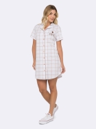 CAMISOLA MANGA CURTA COM BOT&Otilde;ES BRANCO OFF XADREZ - VEGGI