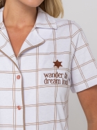 CAMISOLA MANGA CURTA COM BOT&Otilde;ES BRANCO OFF XADREZ - VEGGI