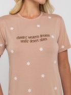 CAMISOLA MANGA CURTA COM ESTRELAS MARROM - VEGGI