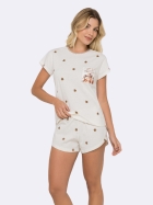 PIJAMA FEMININO MANGA CURTA E SHORT MARFIM ESTRELAS - VEGGI