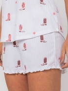 PIJAMA FEMININO DE REGATA COM SHORT CANELADO BRANCO OFF BOTAS - VEGGI