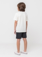 PIJAMA MASCULINO INFANTIL MANGA CURTA COM BERMUDA MARFIM E PRETO - VEGGI