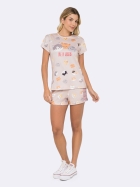PIJAMA FEMININO MANGA CURTA E SHORT MARROM GATOS - VEGGI